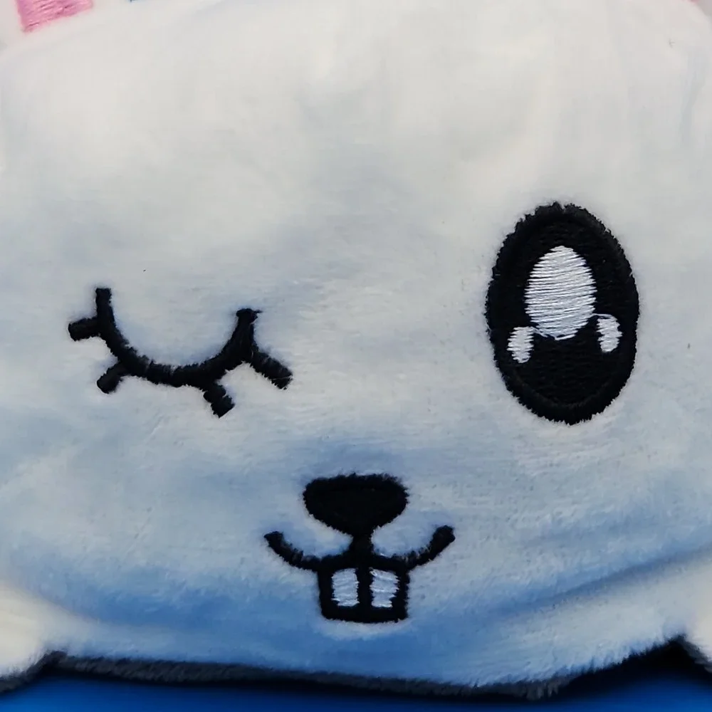 Reversible White Gray Moody‎ Happy Angry Bunny Plush Toy - CLEAN